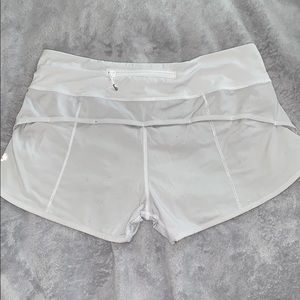 White lululemon speed up athletic shorts